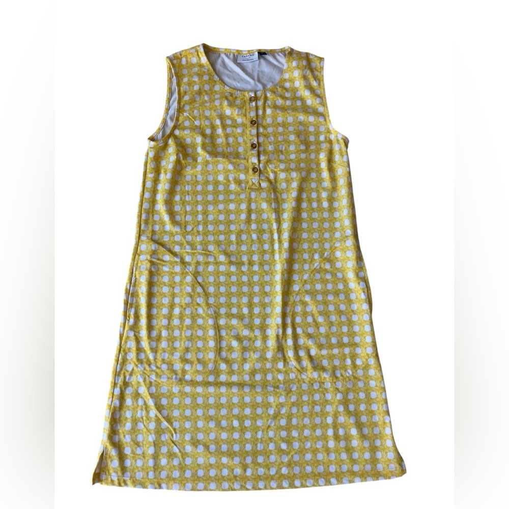 CABANA LIFE X TALBOTS YELLOW POLKA DOT SWIM DRESS COVERUP WOMENS MEDIUM VACATION